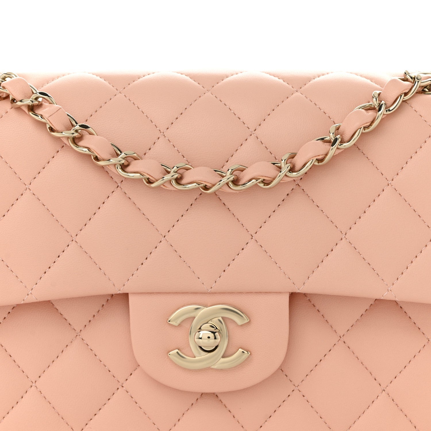 Chanel Lambskin Quilted Small Double Flap Light Orange