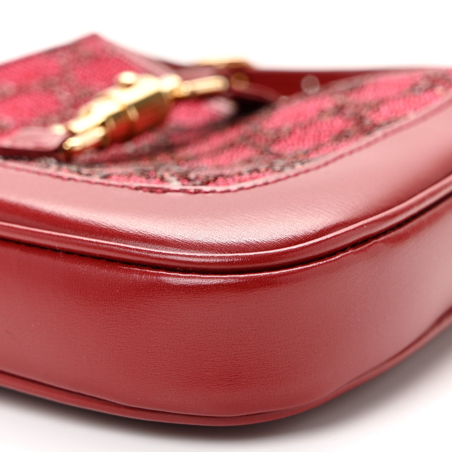 Gucci Calfskin Beaded Embroidery GG Monogram Mini Jackie 1961 Cherry Red
