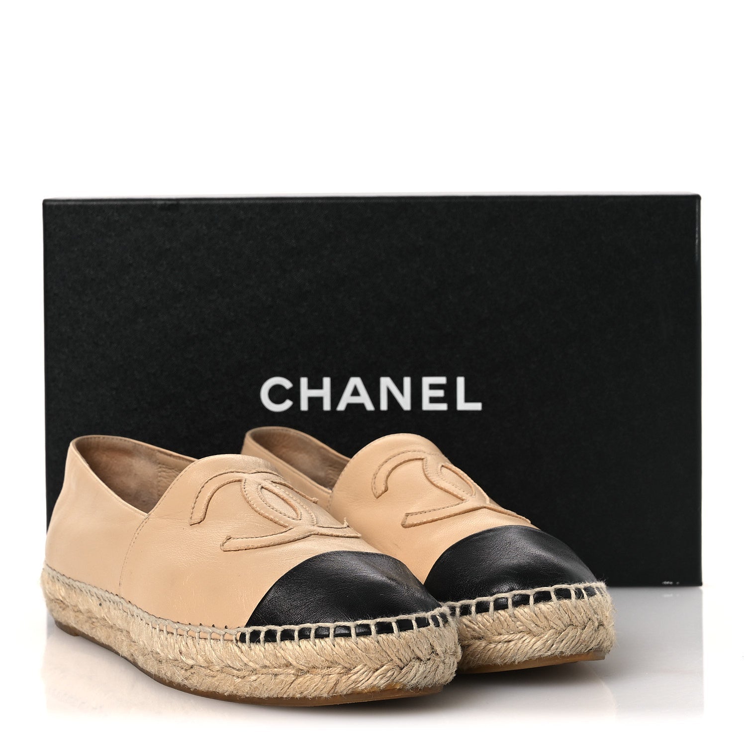 Lambskin CC Espadrilles 37 Beige Black