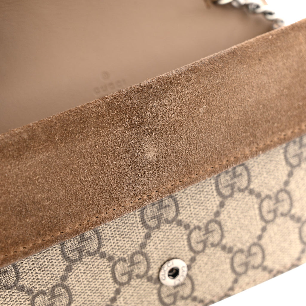 Gucci GG Supreme Monogram Super Mini Dionysus Shoulder Bag Taupe