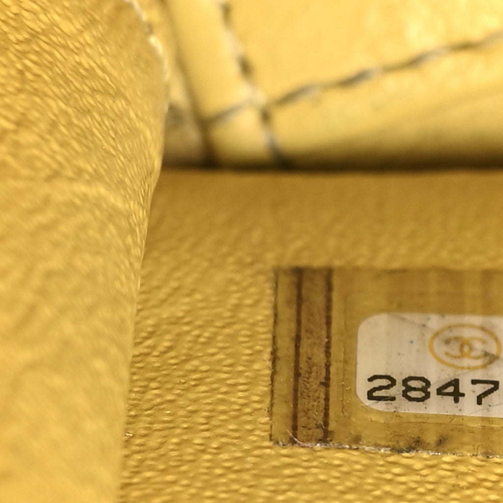 Chanel Caviar Quilted Small CC Filigree Vanity Case Yellow