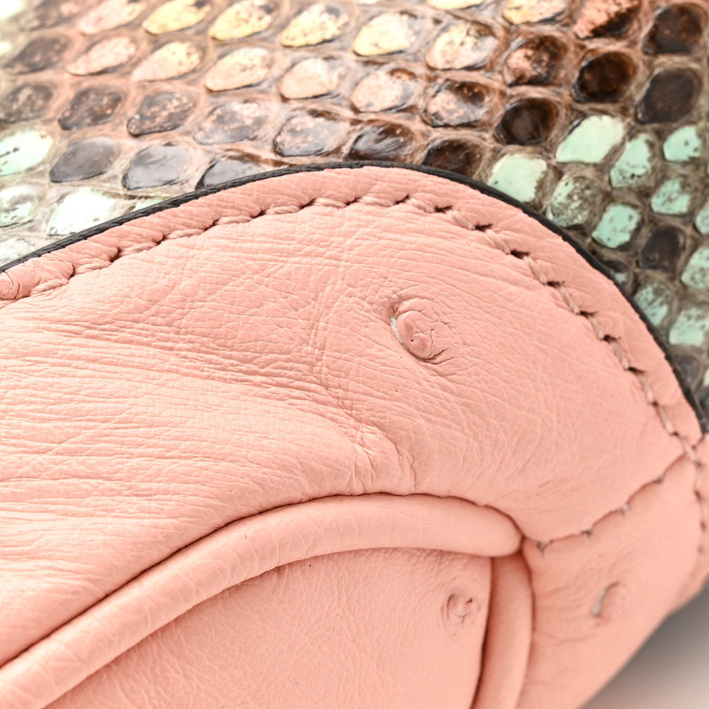Gucci Snakeskin Ostrich Calfskin Small Jackie 1961 Hobo Pink Multicolor