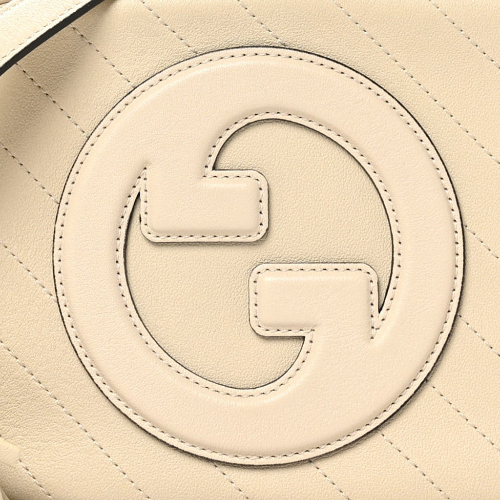 Gucci Sakai Be Green Calfskin Diagonal Stitched Small Blondie Shoulder Bag Mystic White