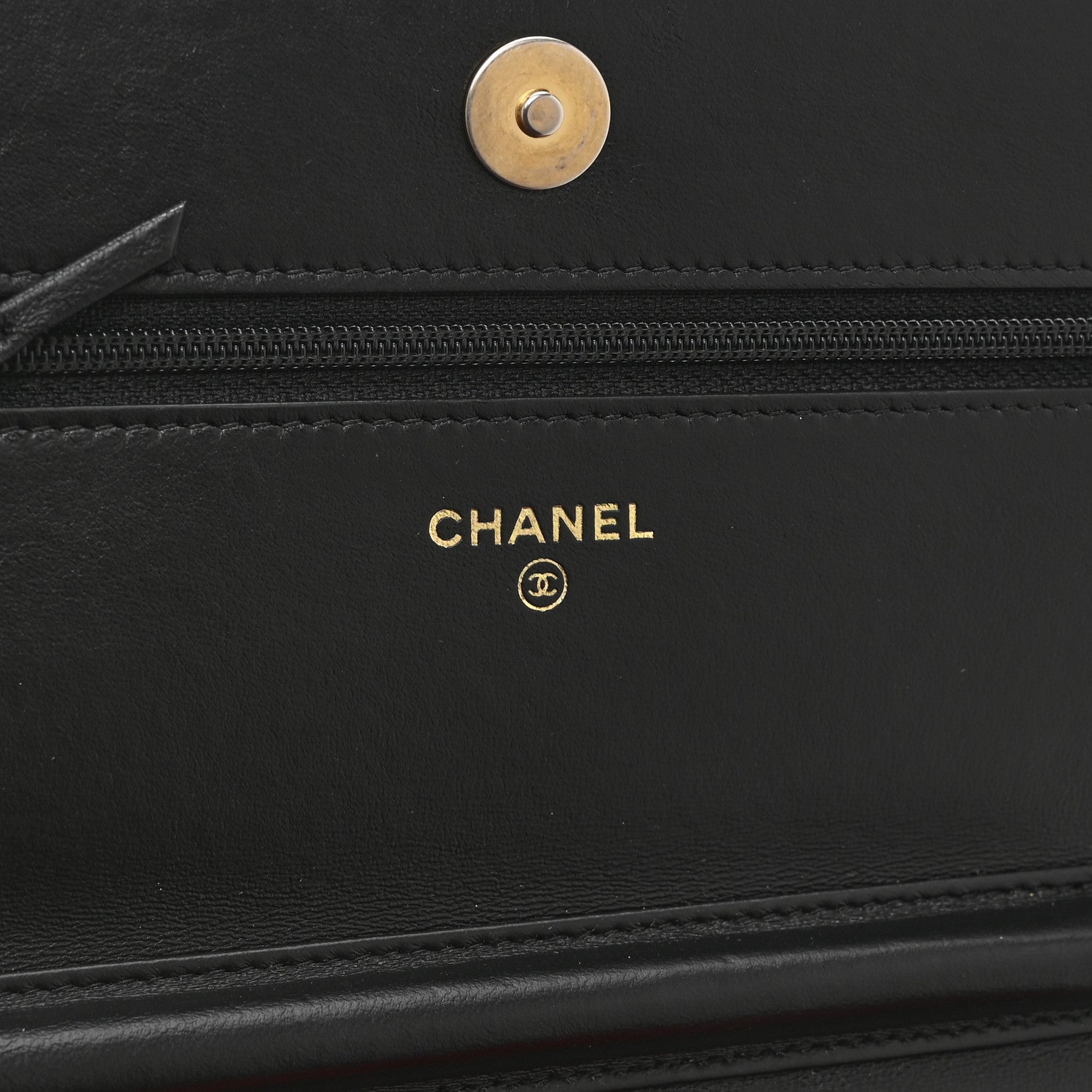 Chanel Lambskin Quilted Chain Around Wallet On Chain WOC Black