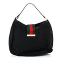Gucci Monogram Large New Ladies Web Hobo Black