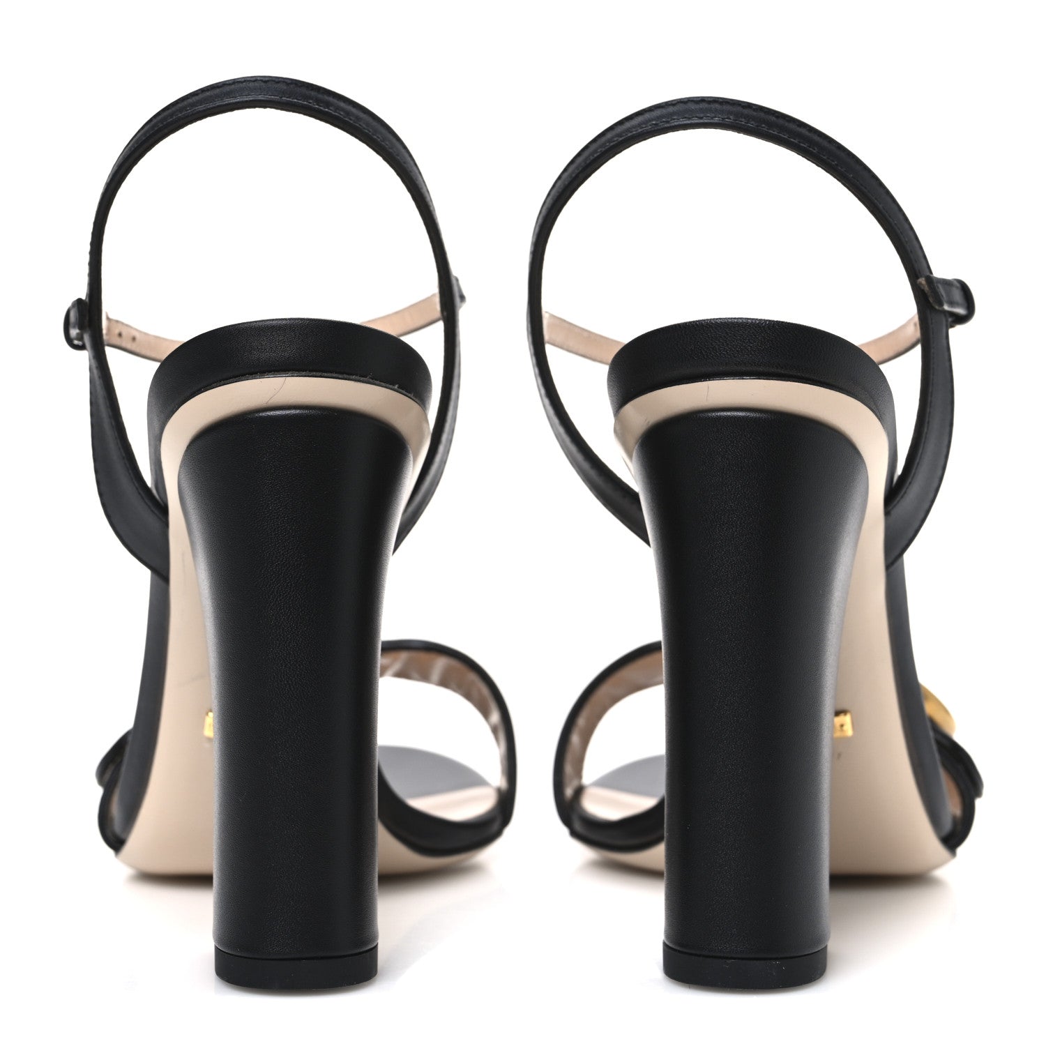 Gucci Lifford Calfskin GG Marmont Ankle Wrap 105mm Sandals 37 Black