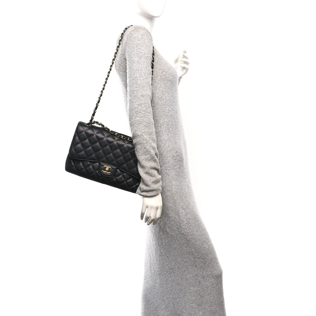 Chanel Caviar Quilted Jumbo Double Flap Black