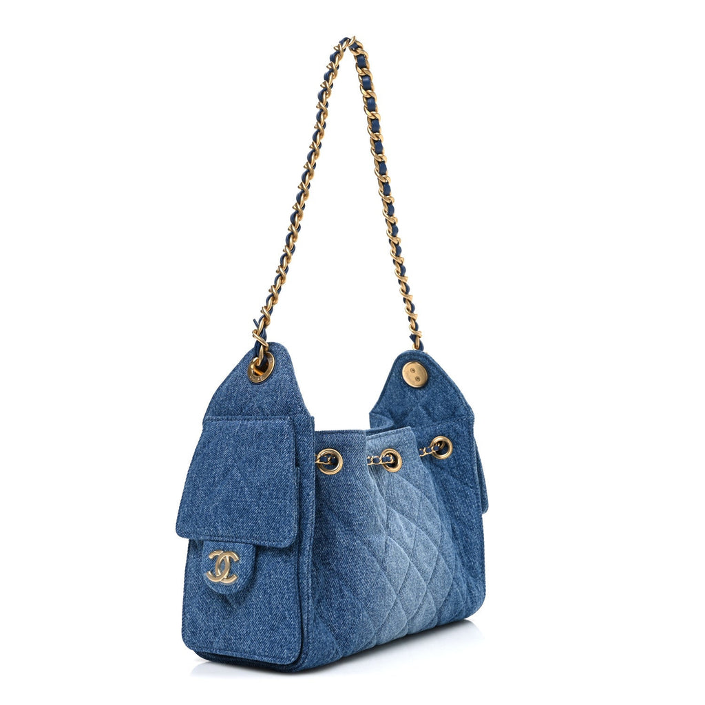 Chanel Washed Denim Quilted Mini Chanel 25 Handbag Blue