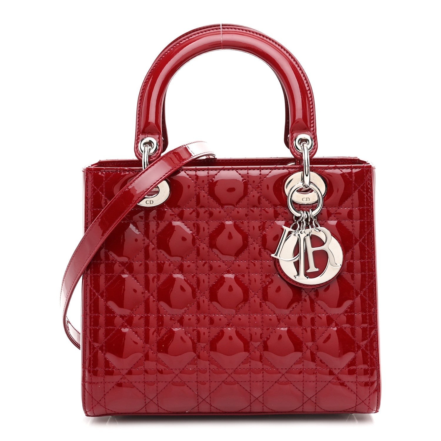 Christian Dior Patent Cannage Medium Lady Dior Red