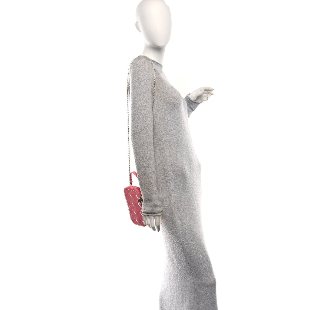 Christian Dior Patent Cannage Lady Dior Phone Holder Pink