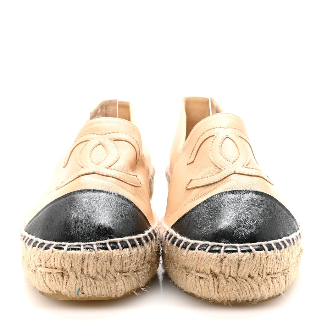 Lambskin CC Espadrilles 39 Beige Black