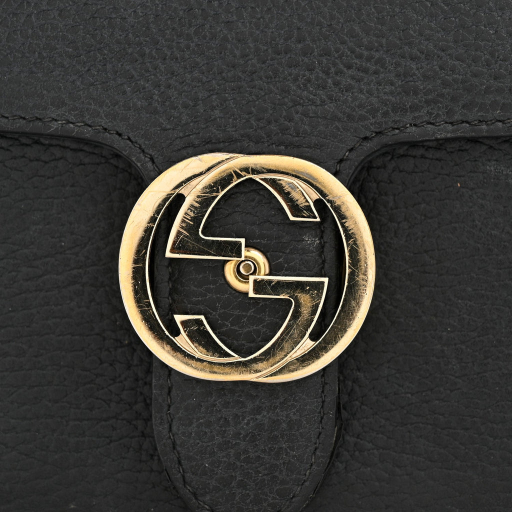 Gucci Dollar Calfskin Small Interlocking G Shoulder Bag Black