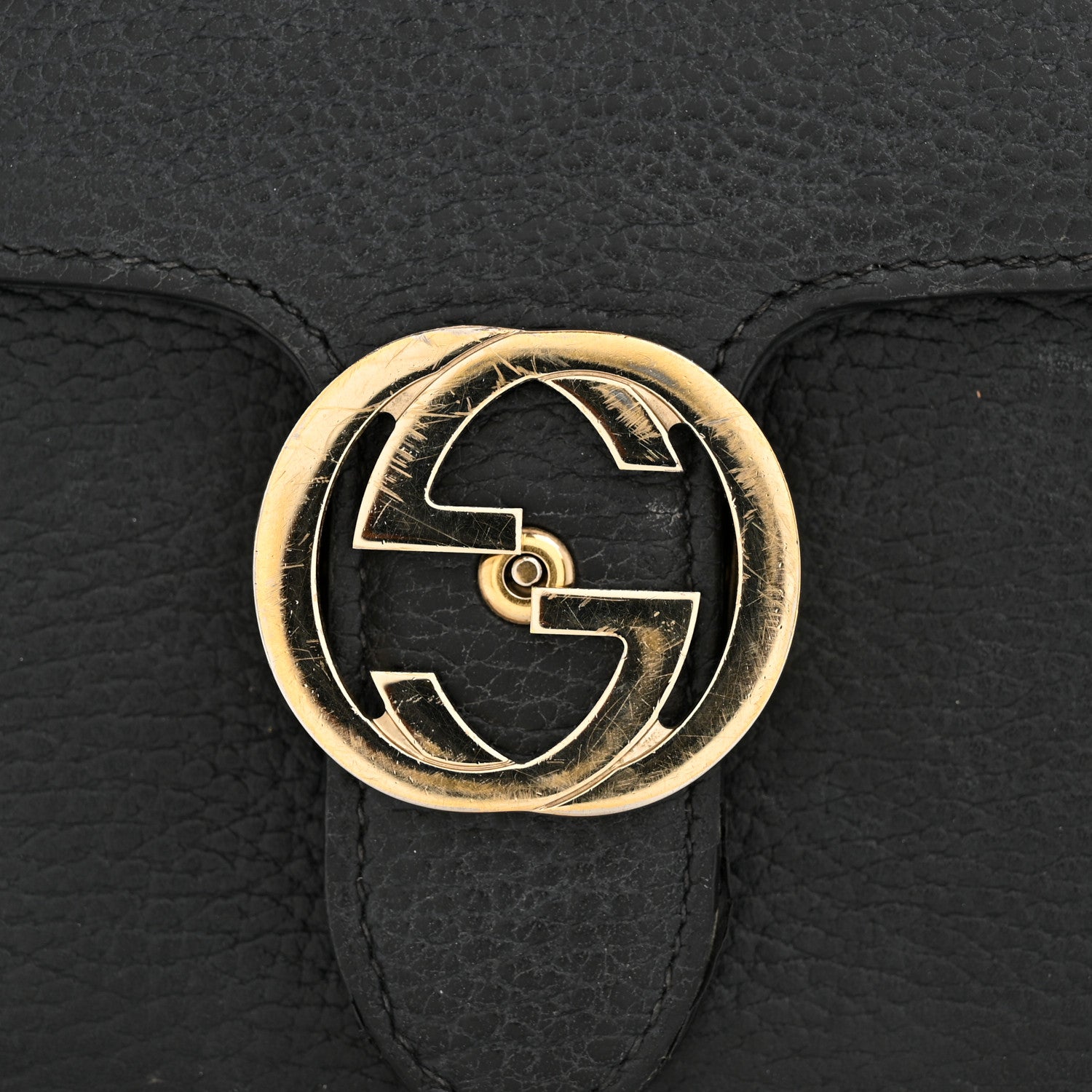 Gucci Dollar Calfskin Small Interlocking G Shoulder Bag Black