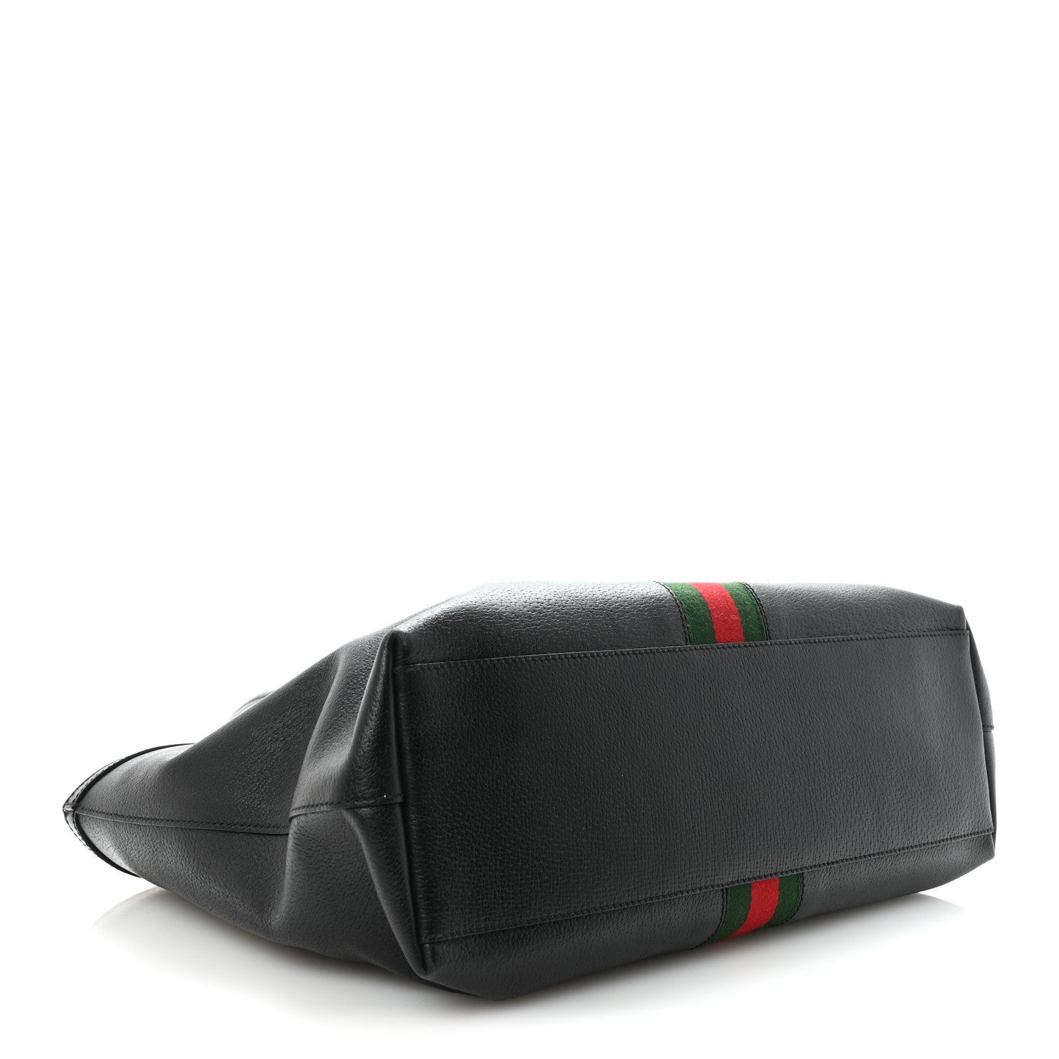 Gucci Textured Calfskin Web Medium Ophidia Shopping Tote Black