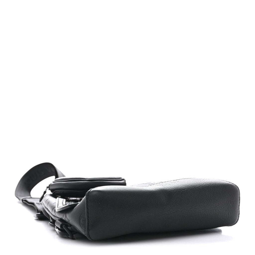 Louis Vuitton Calfskin Shadow Monogram Duo Slingbag Black