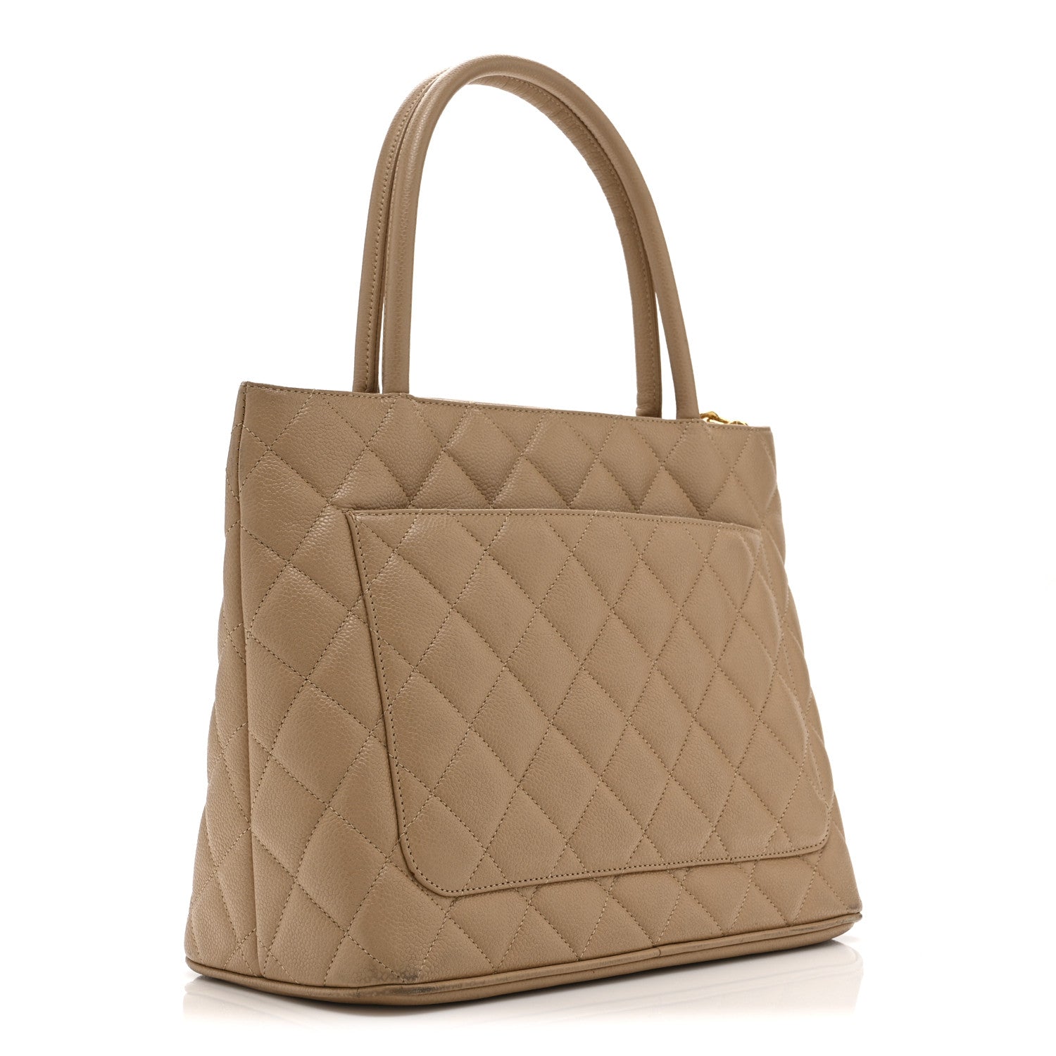 Chanel Caviar Quilted Medallion Tote Beige