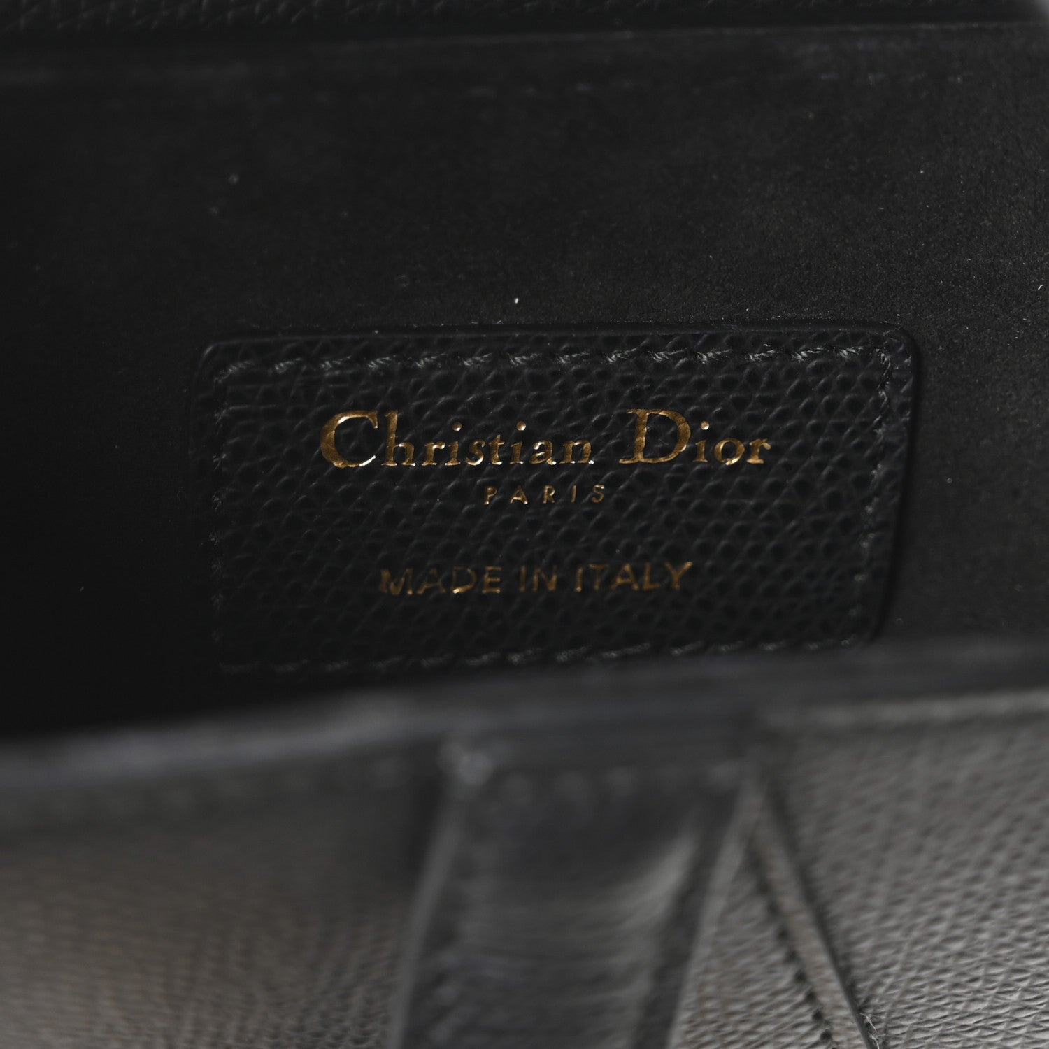 Christian Dior Grained Calfskin Mini Saddle Bag Black