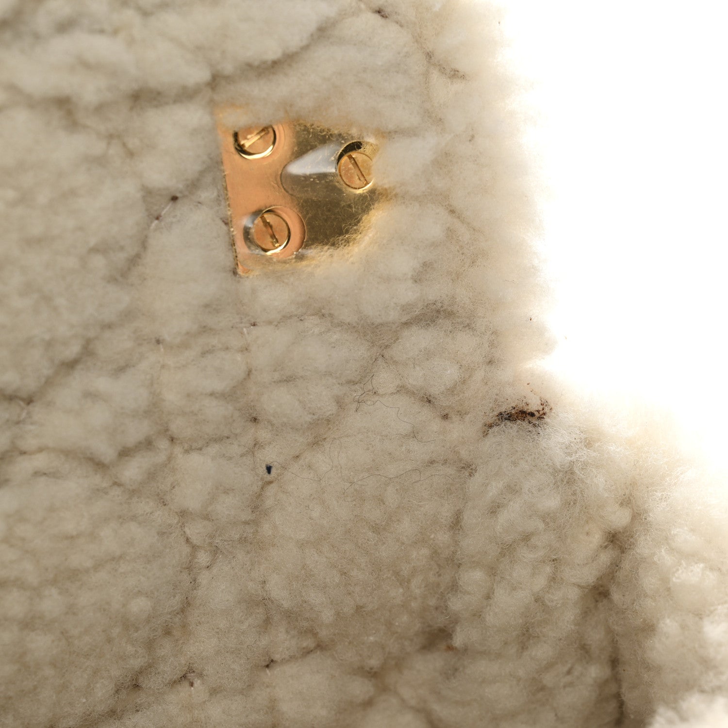 Christian Dior Shearling Cannage Large Caro Bag Camel