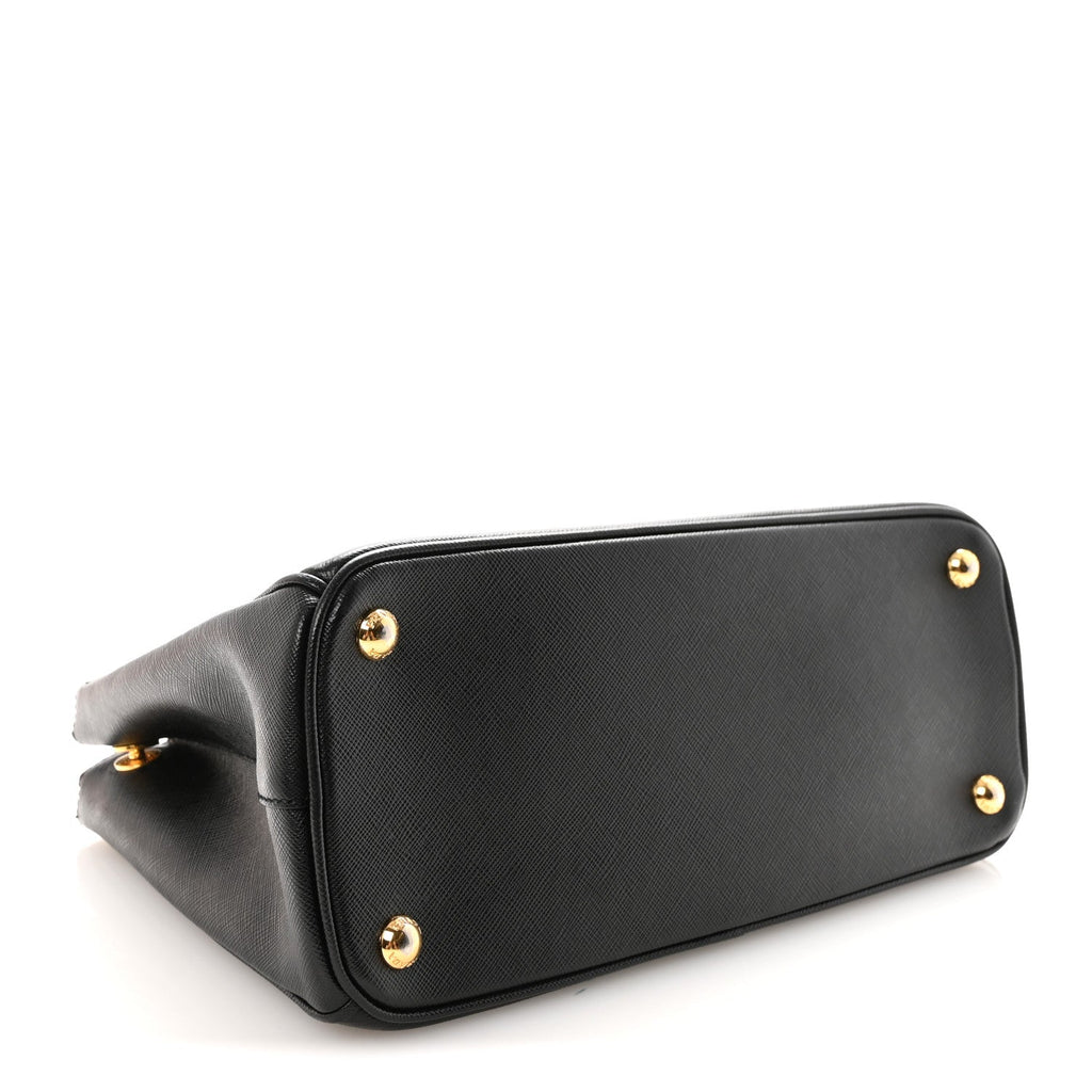 Prada Saffiano Small Galleria Double Zip Tote Black