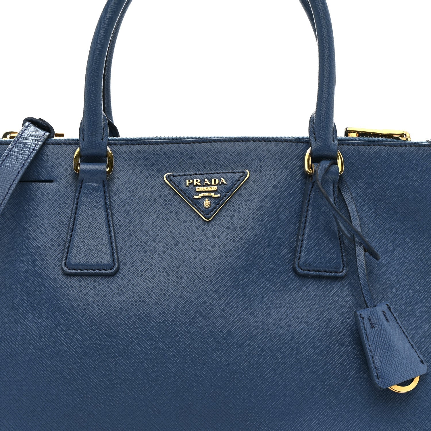 Prada Saffiano Small Galleria Double Zip Tote Cobalto