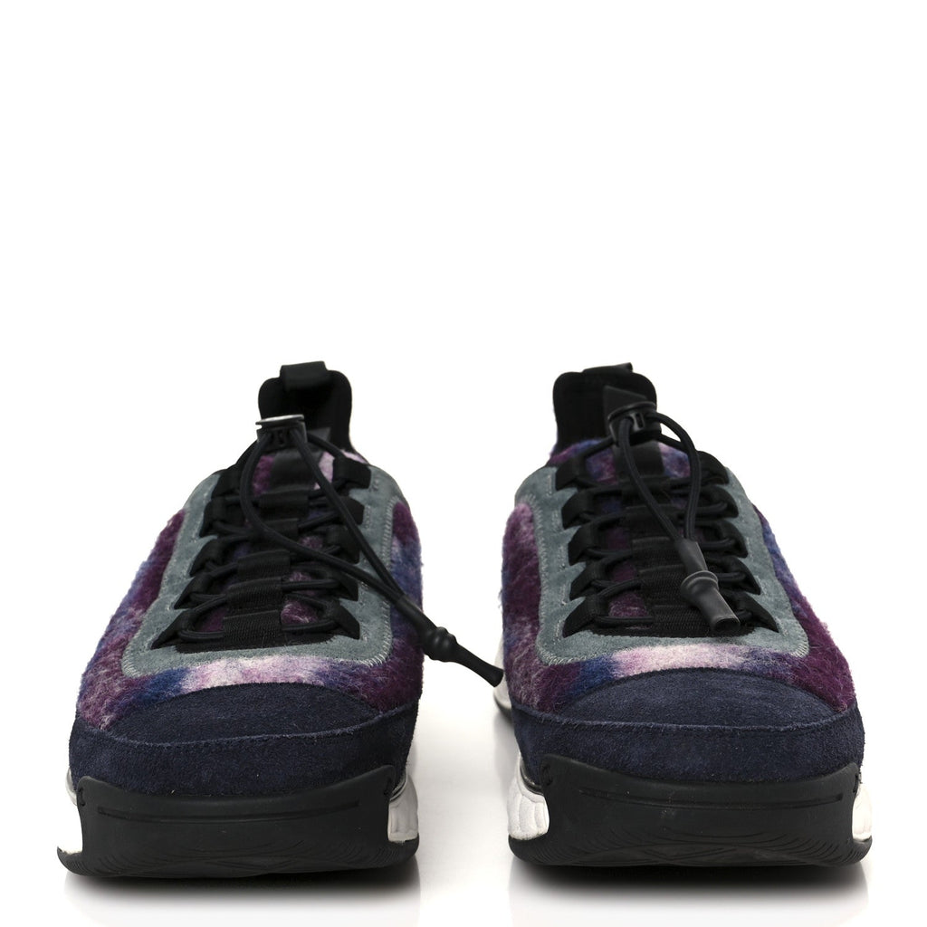 Fabric Suede Calfskin CC Sneakers 41 Blue Black Purple