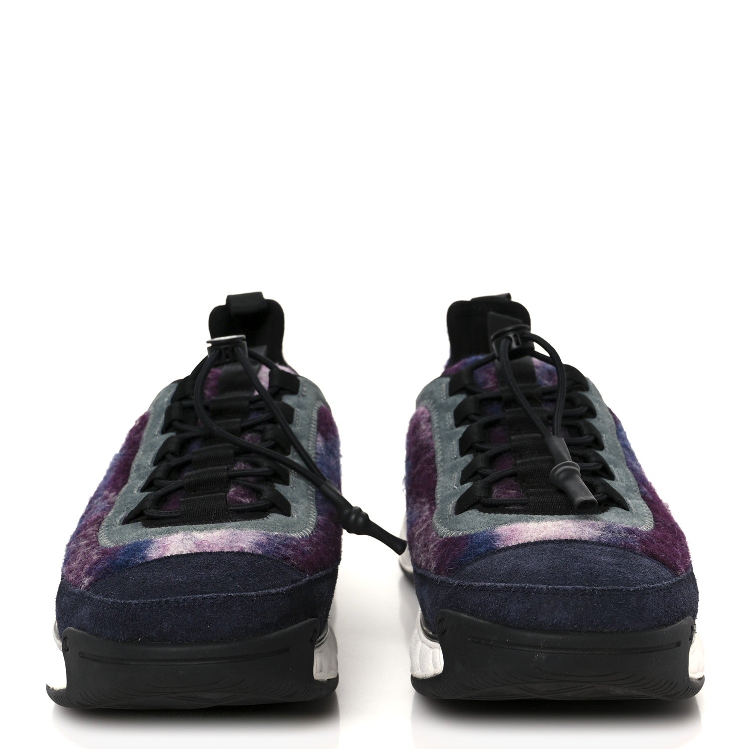 Fabric Suede Calfskin CC Sneakers 41 Blue Black Purple