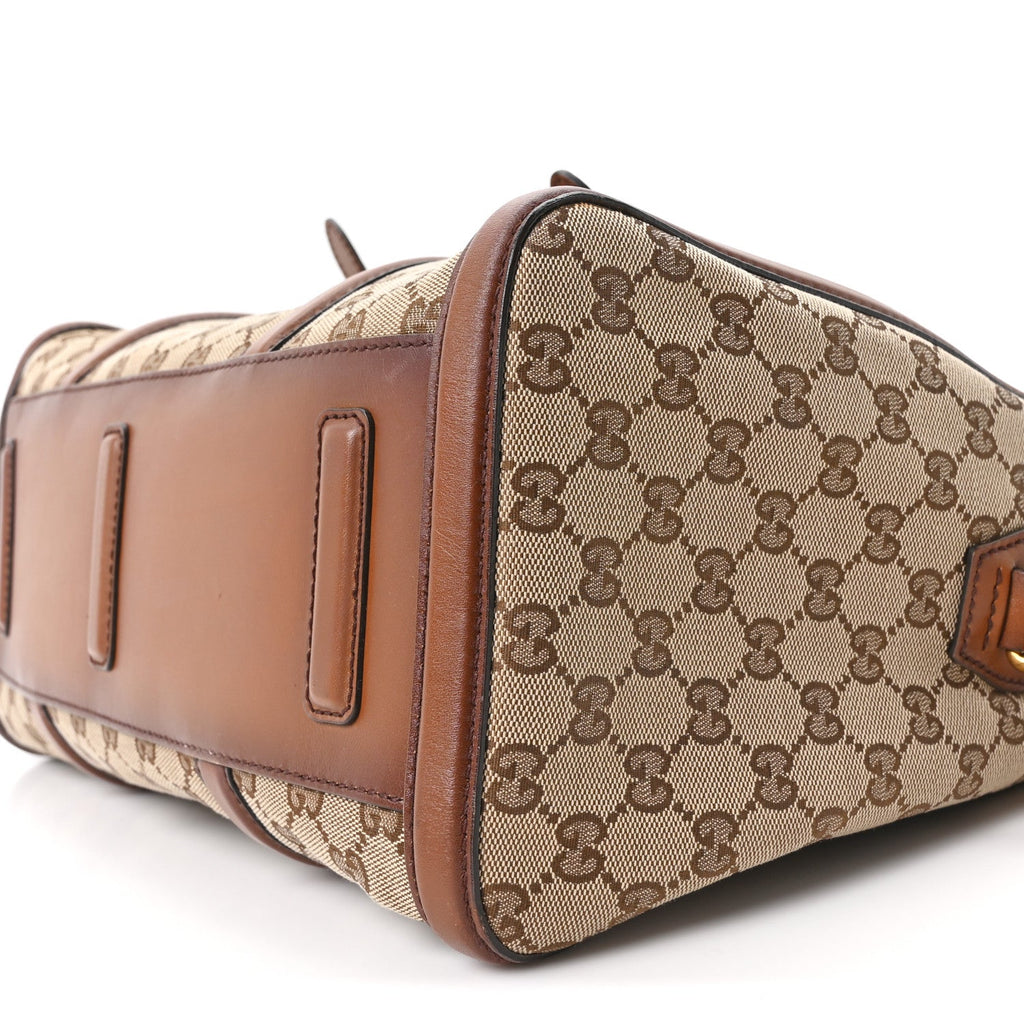 Gucci Monogram Medium Lady Web Boston Bag Beige Cuir