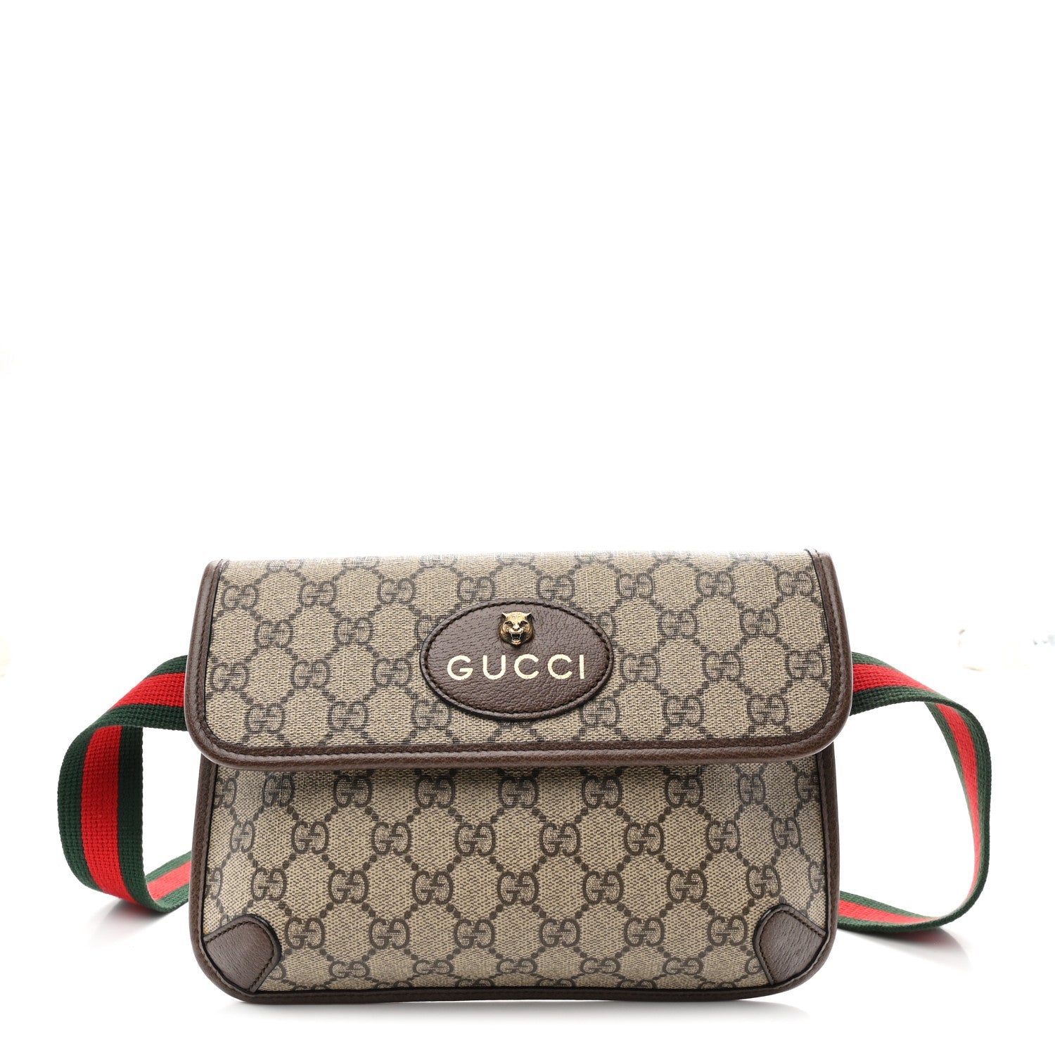 Gucci GG Supreme Monogram Neo Vintage Web Belt Bag Brown