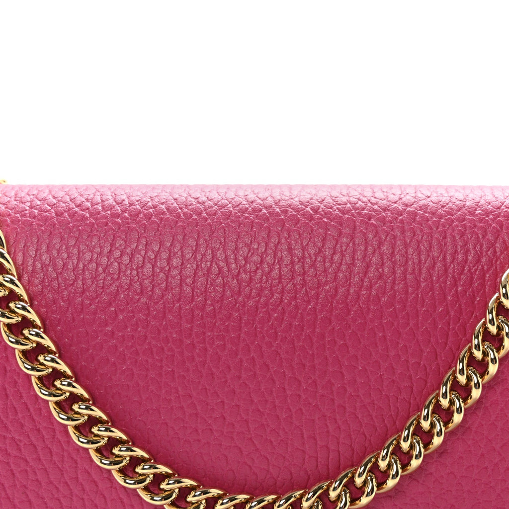 Gucci Dollar Calfskin Mini GG Marmont Chain Wallet Box Pink