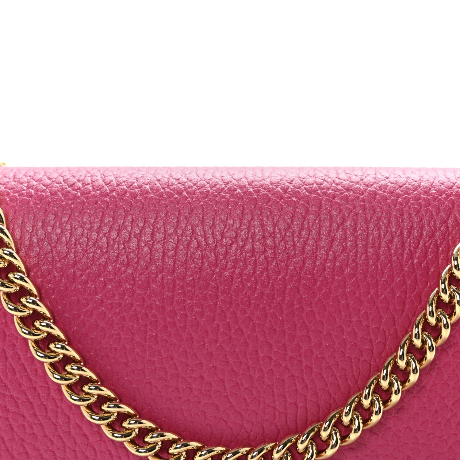 Gucci Dollar Calfskin Mini GG Marmont Chain Wallet Box Pink