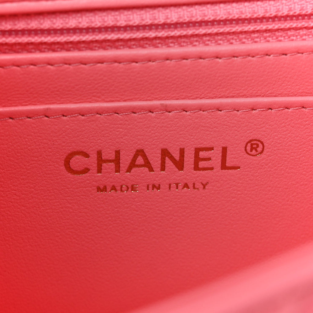 Chanel Lambskin Quilted Mini Rectangular Flap Pink