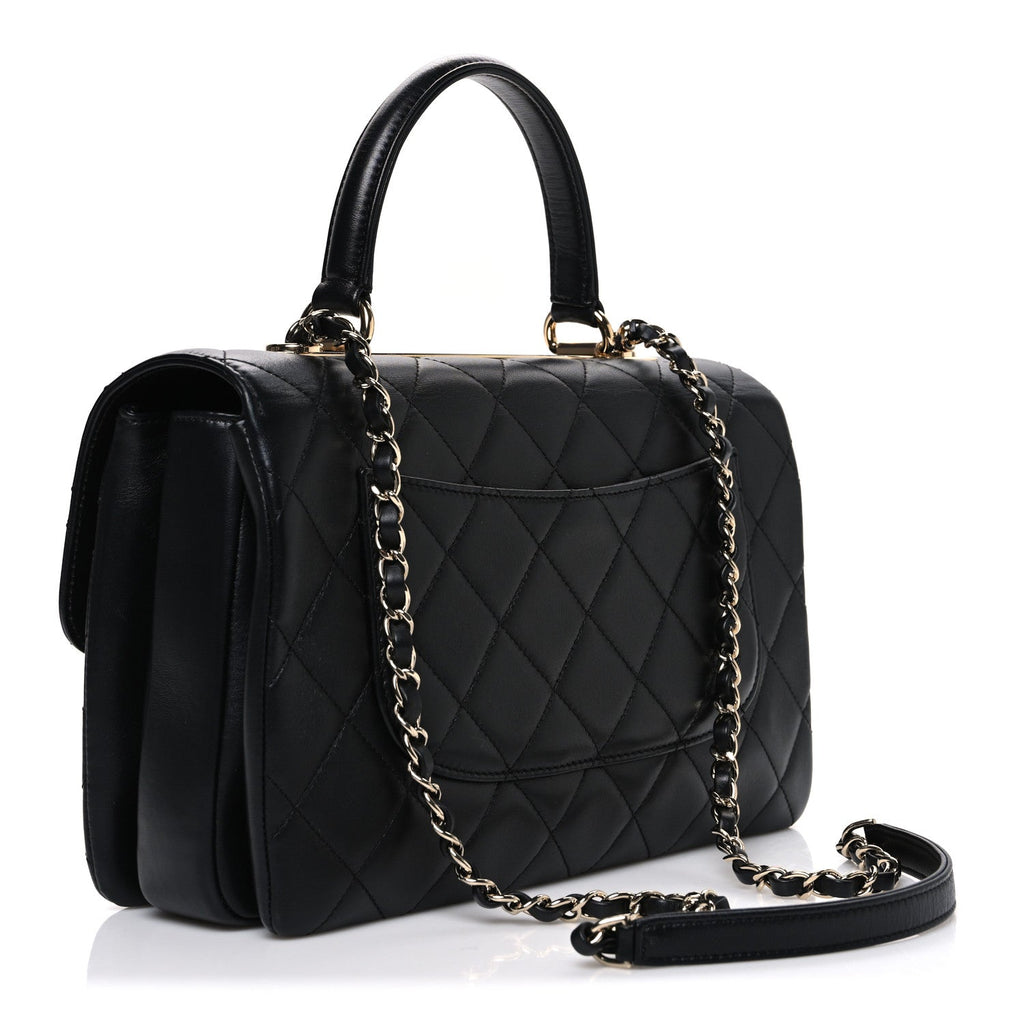 Chanel Lambskin Quilted Medium Trendy CC Flap Dual Handle Bag Black