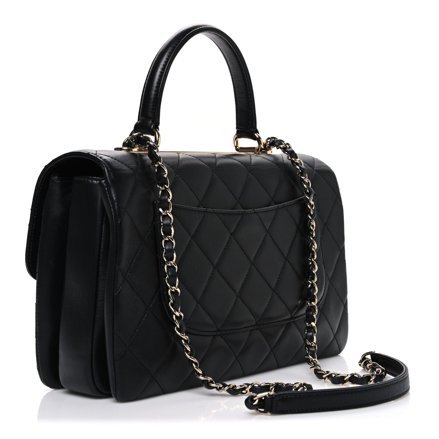 Chanel Lambskin Quilted Medium Trendy CC Flap Dual Handle Bag Black