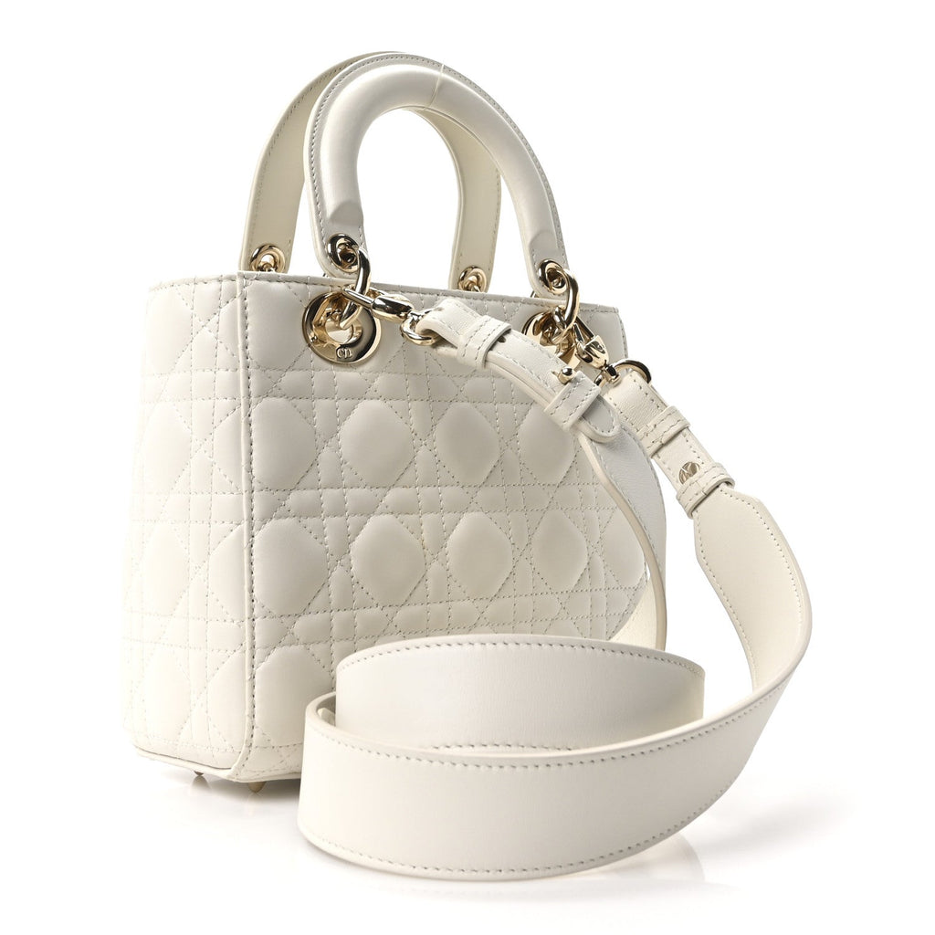 Christian Dior Lambskin Cannage Small My ABCDior Lady Dior White