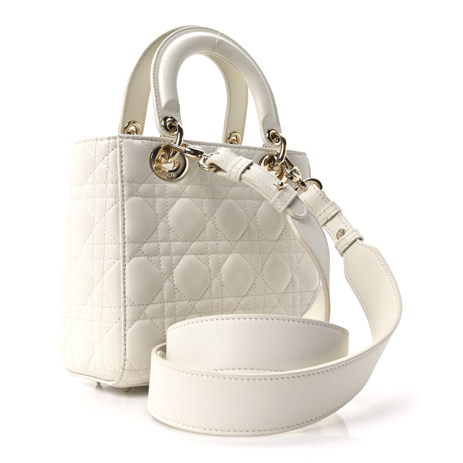 Christian Dior Lambskin Cannage Small My ABCDior Lady Dior White