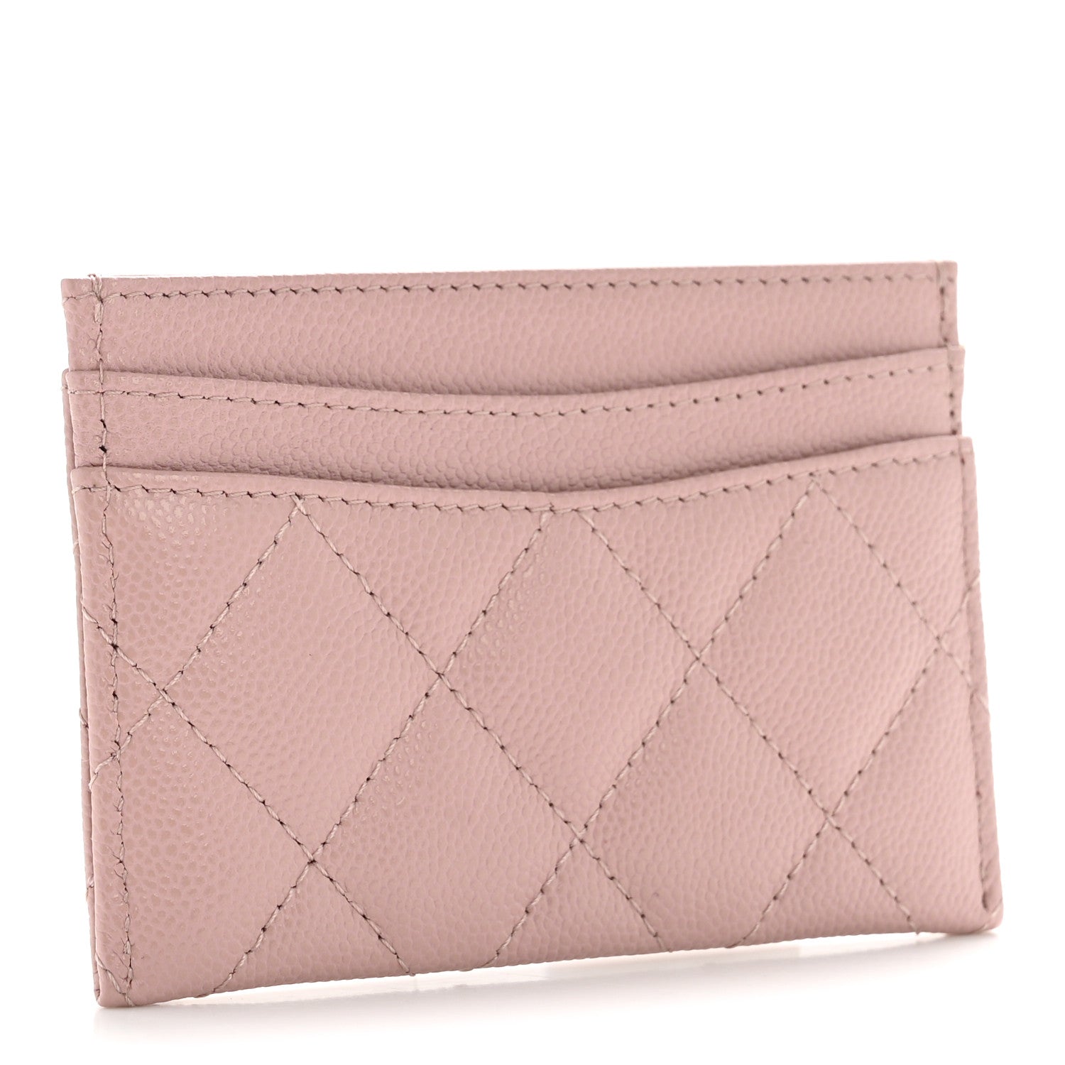Caviar Quilted Card Holder Light Pink