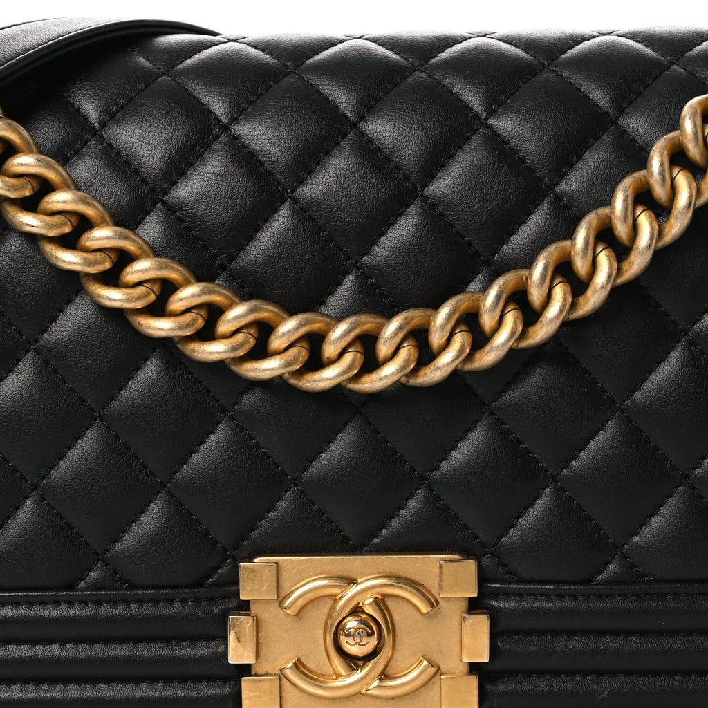Chanel Lambskin Quilted Medium Boy Flap Black