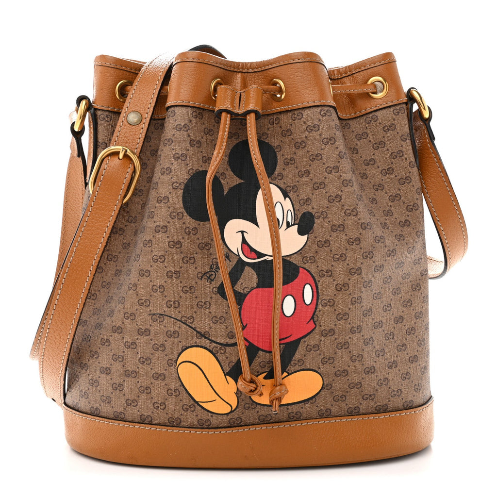 Gucci X DISNEY Mini Vintage GG Supreme Monogram Bucket Bag Beige Vintage Sun Oil