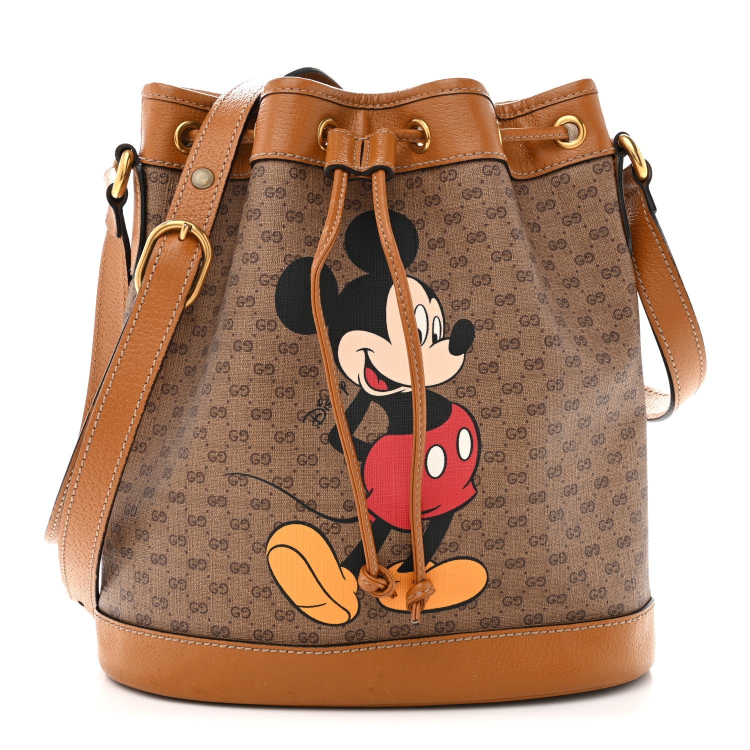 Gucci X DISNEY Mini Vintage GG Supreme Monogram Bucket Bag Beige Vintage Sun Oil