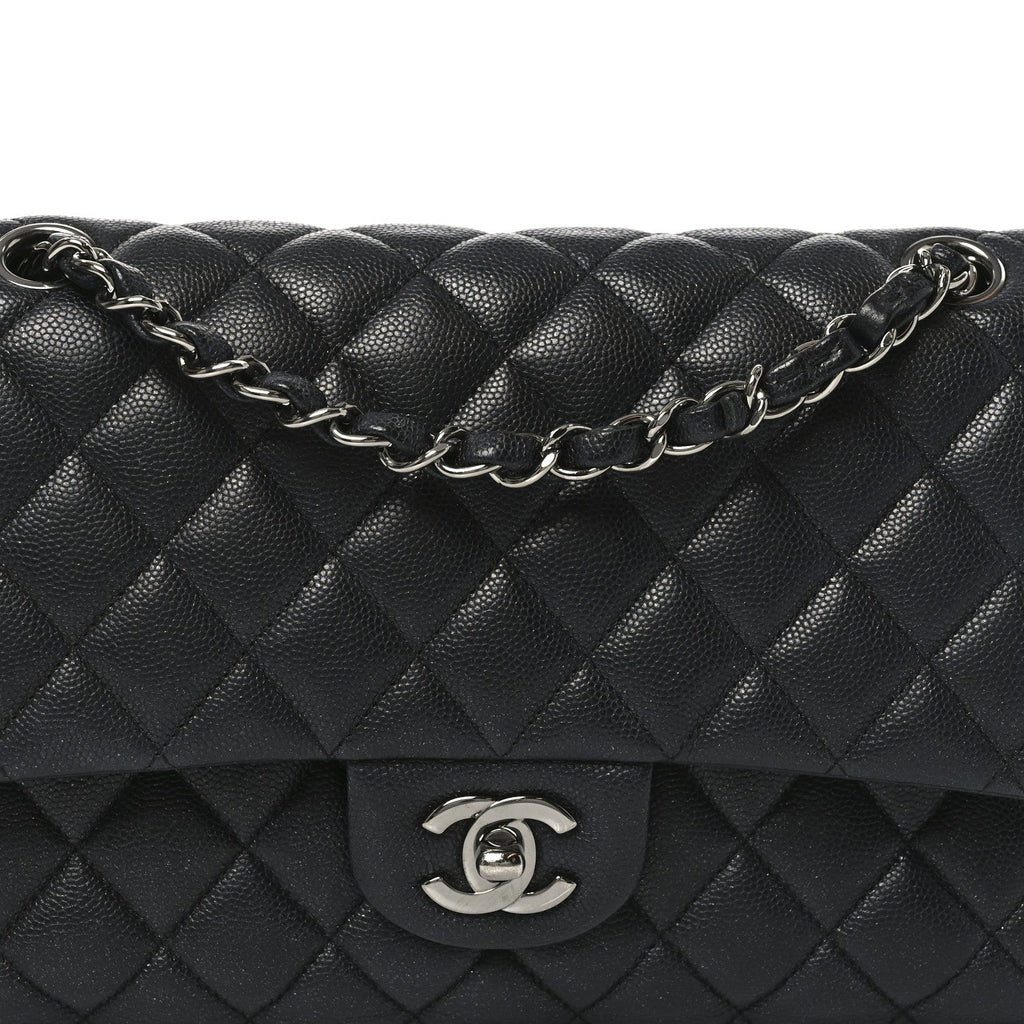 Chanel Iridescent Caviar Quilted Medium Double Flap Black