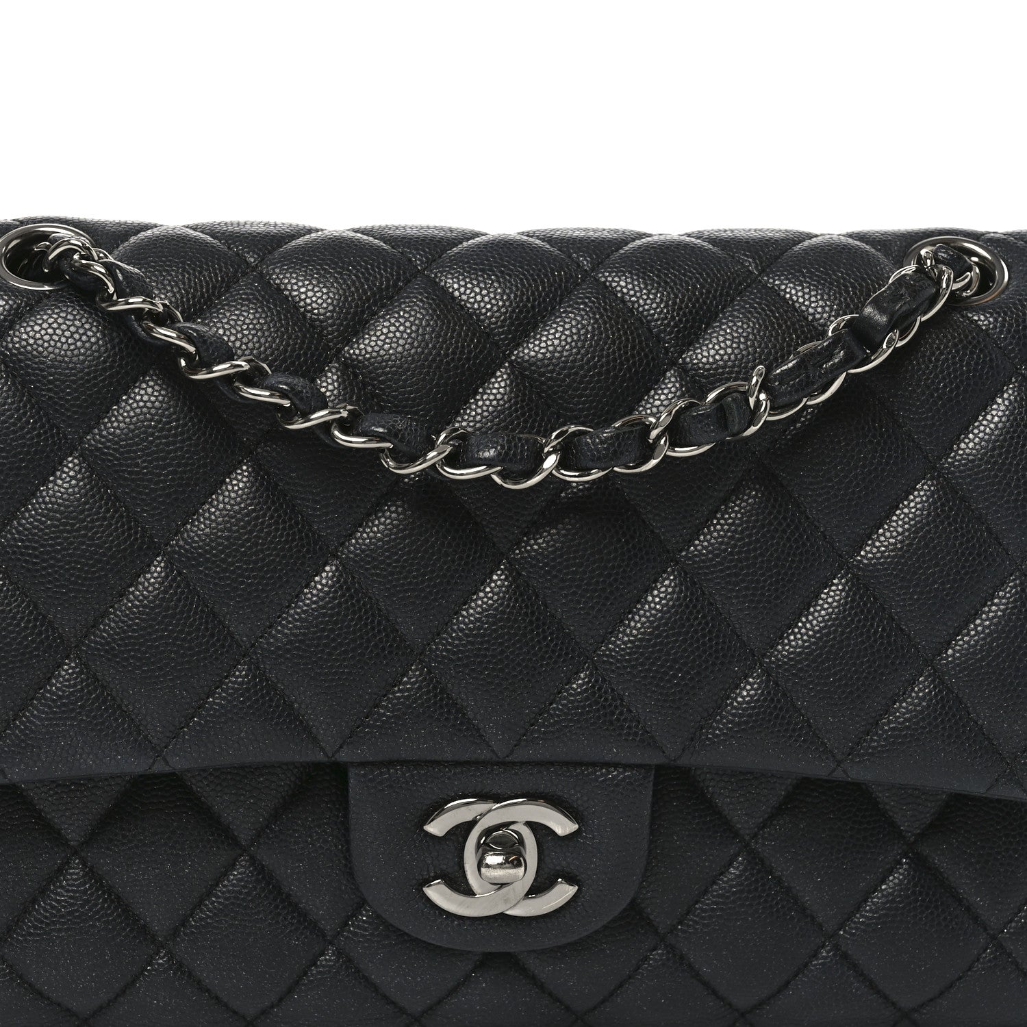 Chanel Iridescent Caviar Quilted Medium Double Flap Black