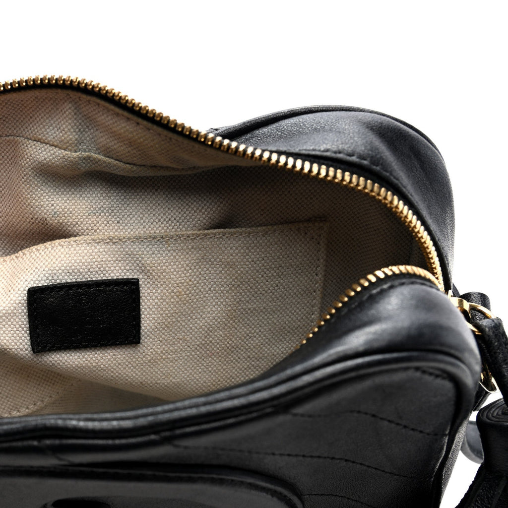 Gucci Sakai Be Green Calfskin Diagonal Stitched Small Blondie Shoulder Bag Black