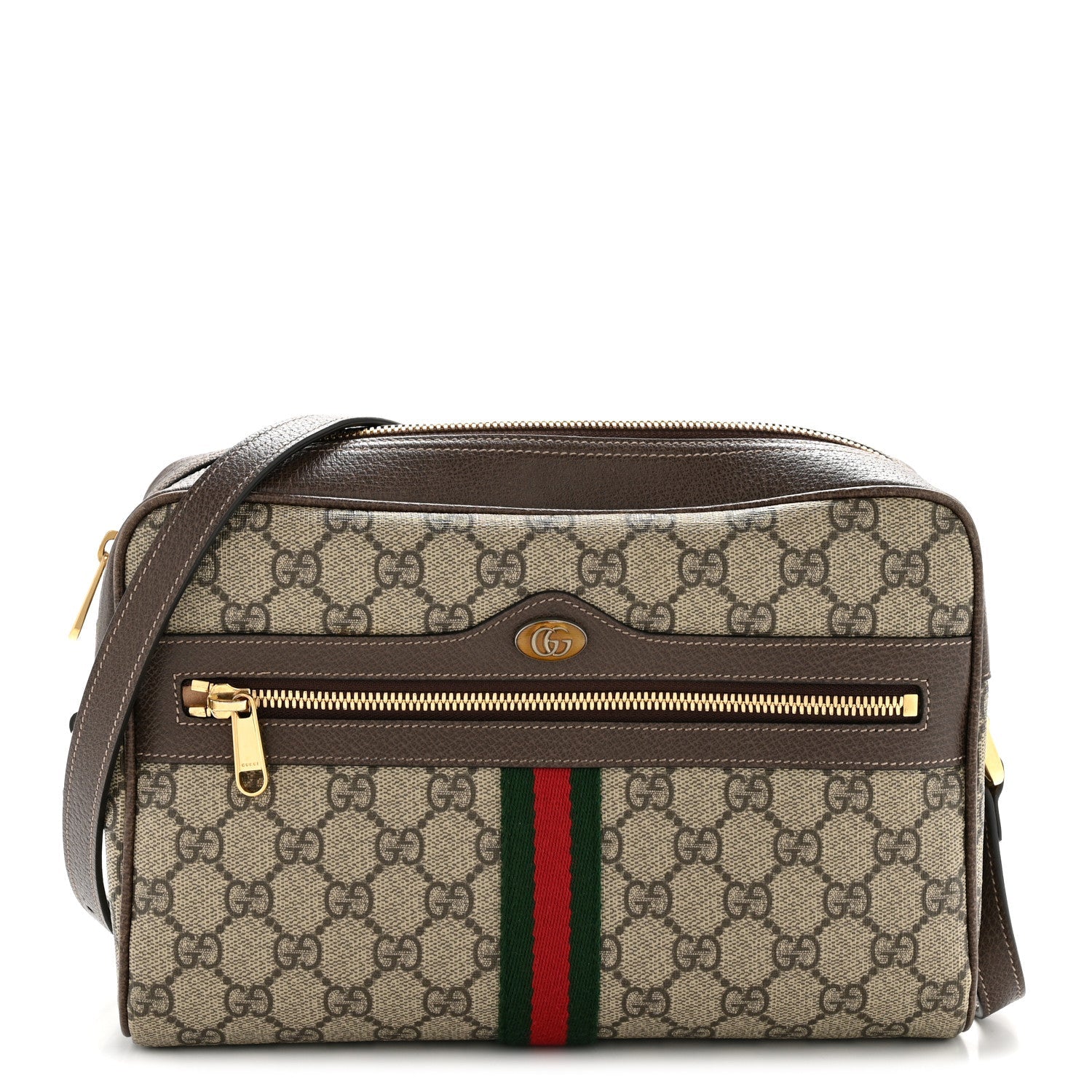 Gucci GG Supreme Monogram Web Small Ophidia Shoulder Bag Brown