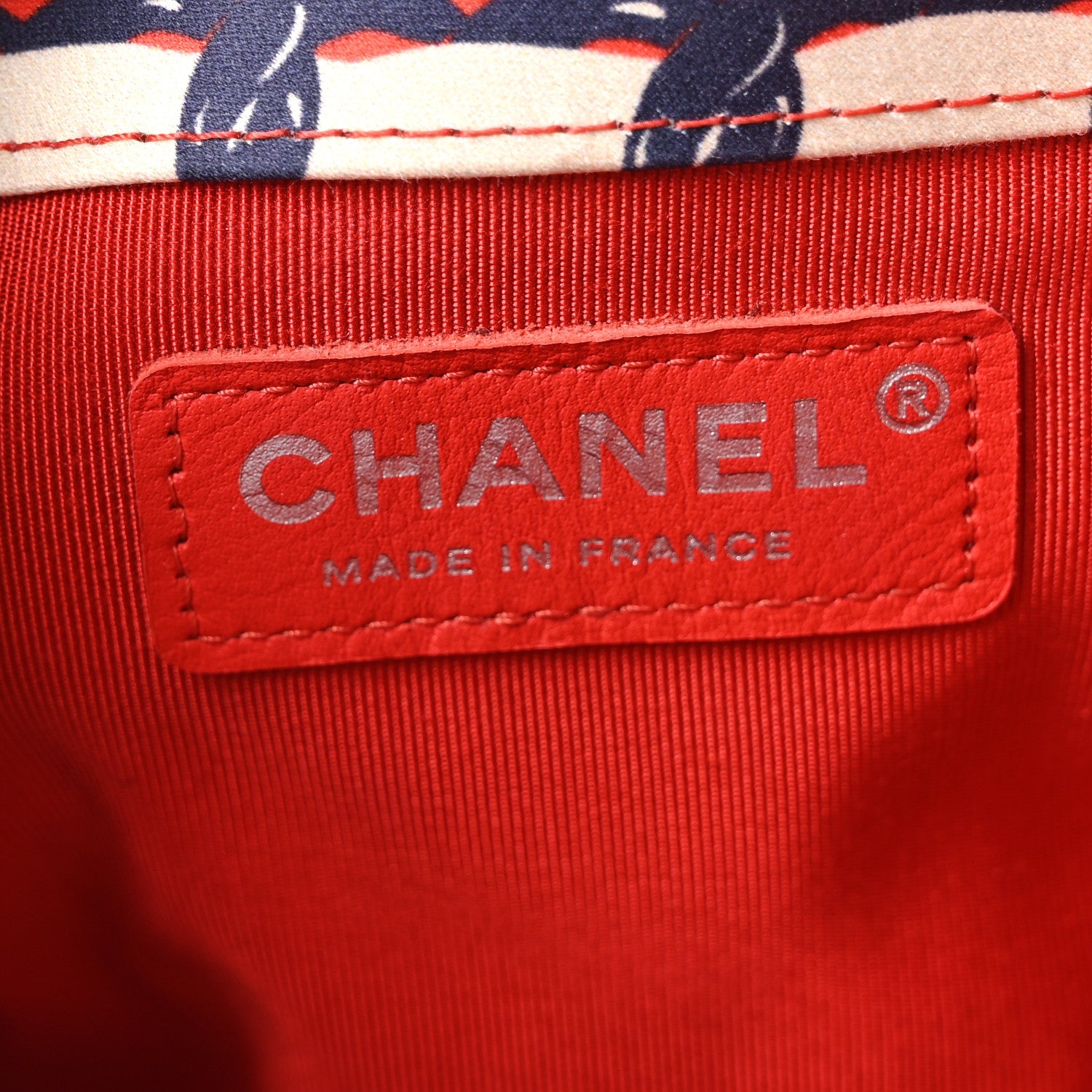 Chanel Silk Quilted Chain Printed Bucket Bag Red