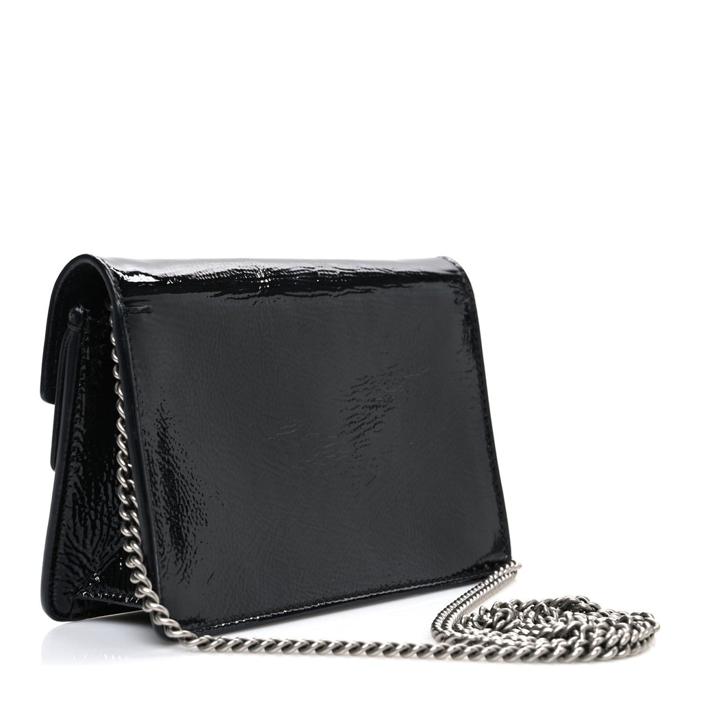 Gucci Crinkled Patent Mini Dionysus Shoulder Bag Black