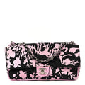 Chanel Printed Fabric East West Flap Black Pink