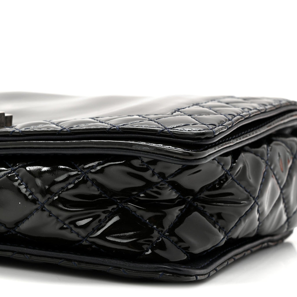 Chanel Patent New Medium Boy Reverso Flap Navy