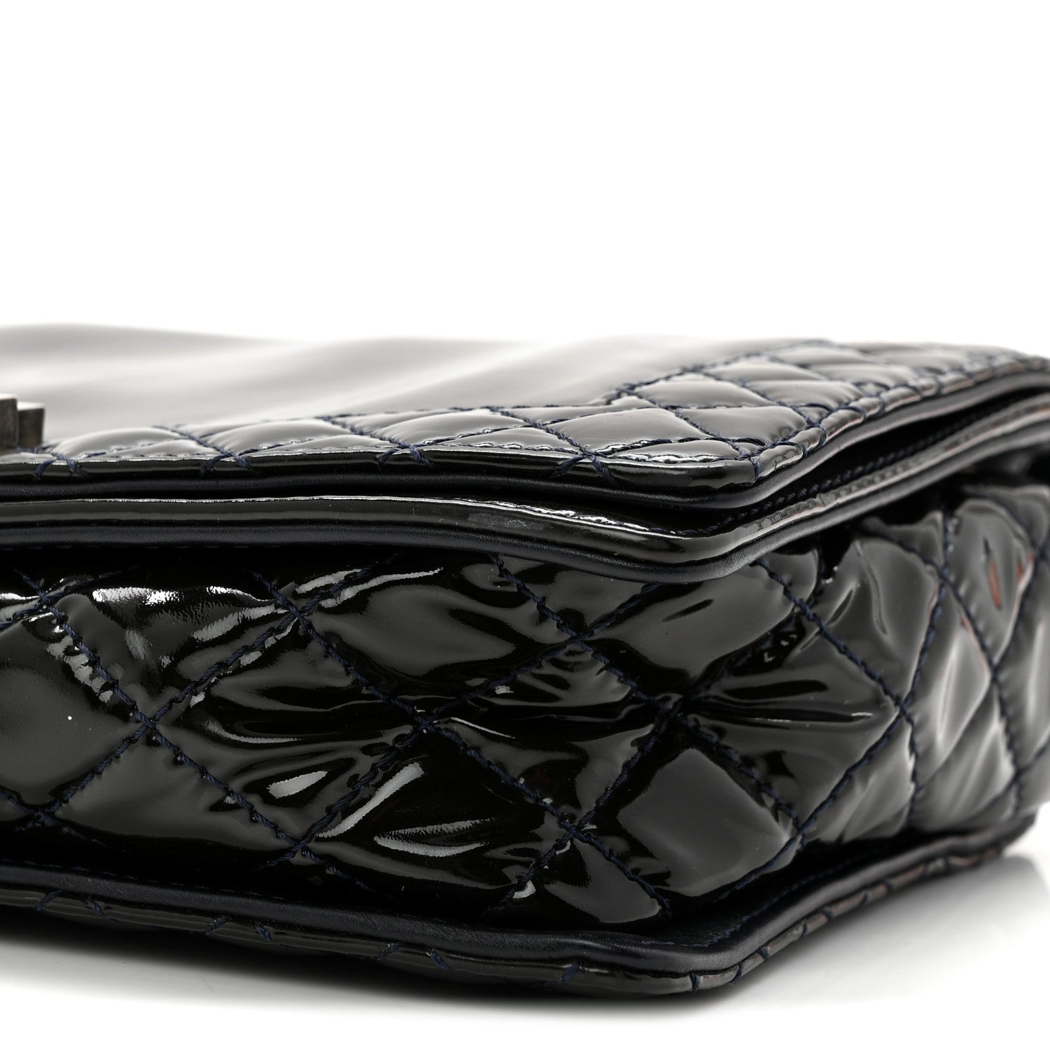 Chanel Patent New Medium Boy Reverso Flap Navy