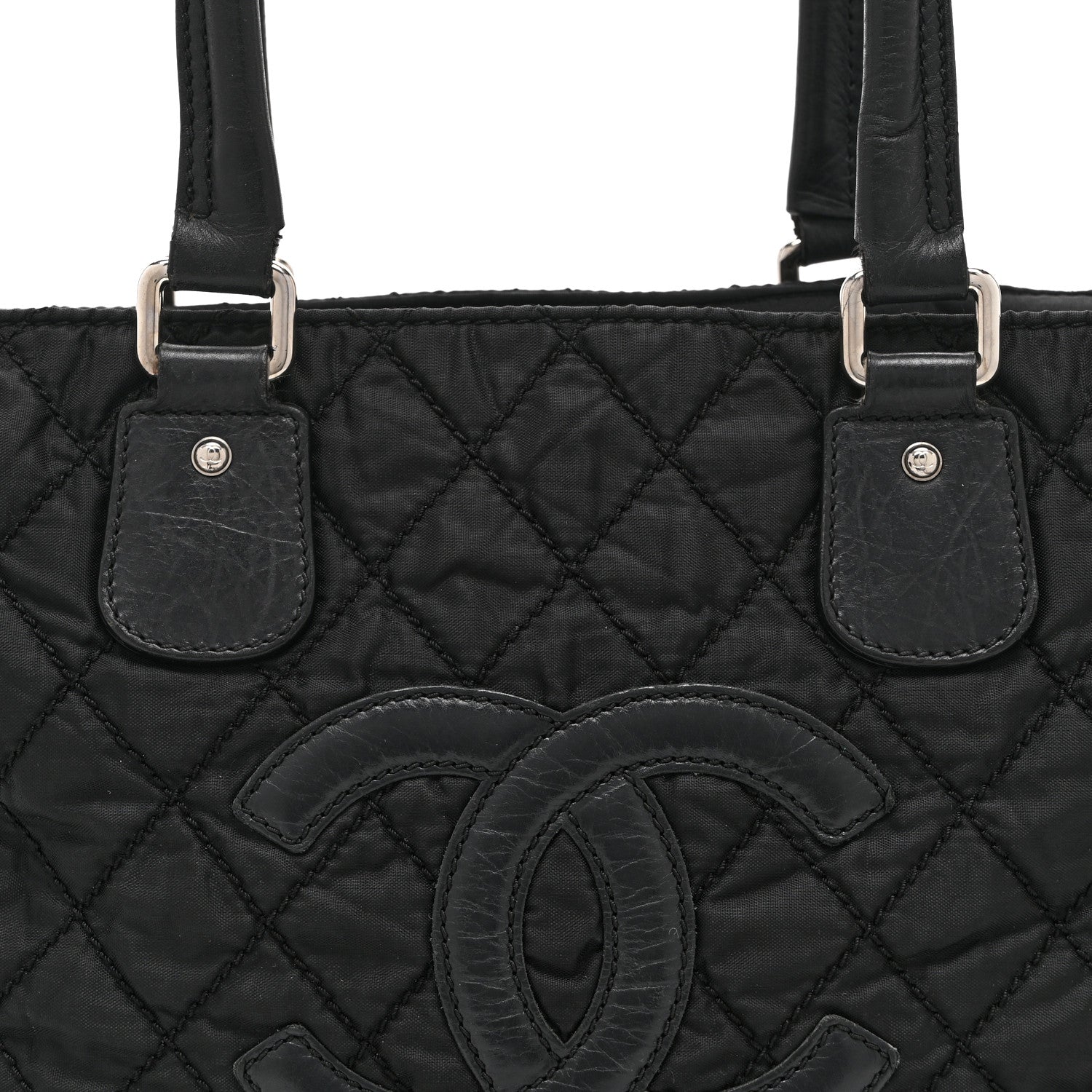 Chanel Nylon Calfskin Quilted CC Paris New York Tote Bag Black