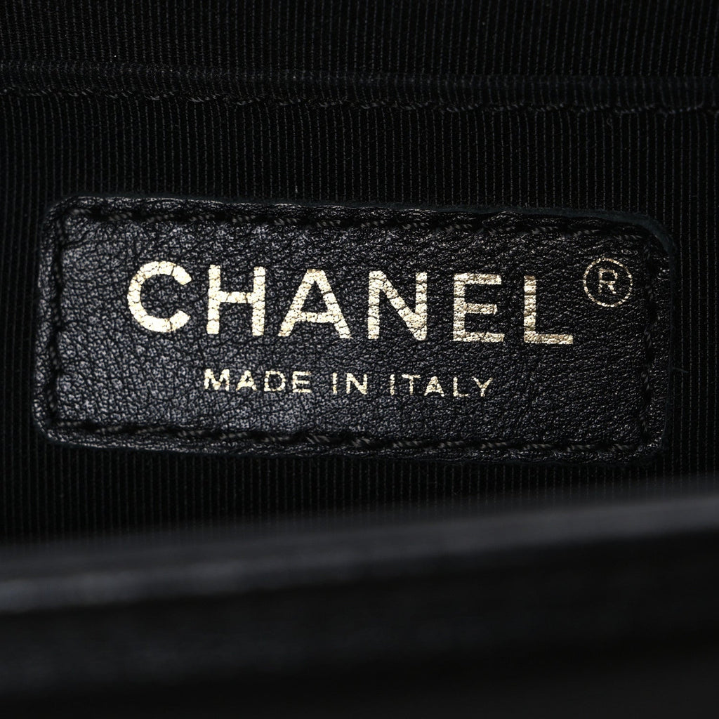 Chanel Calfskin Chevron Quilted Medium Boy Flap Black